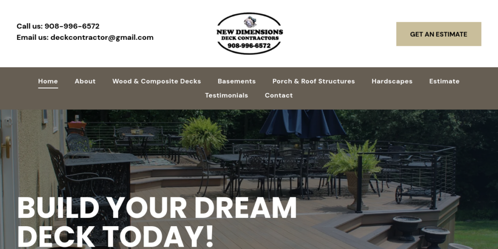 Deck Builders Website Design 5 New Dimensions Decks