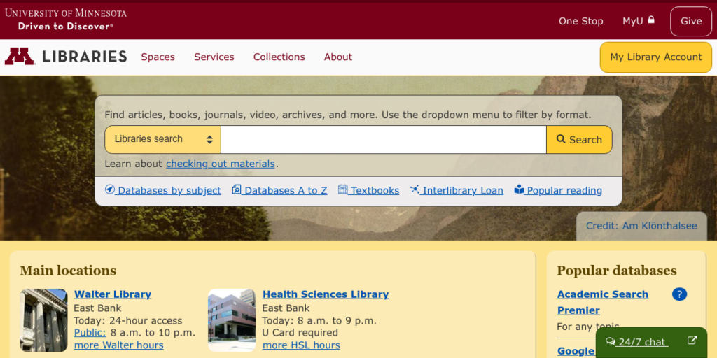 Library Website Design 5 University of Minnesota Libraries