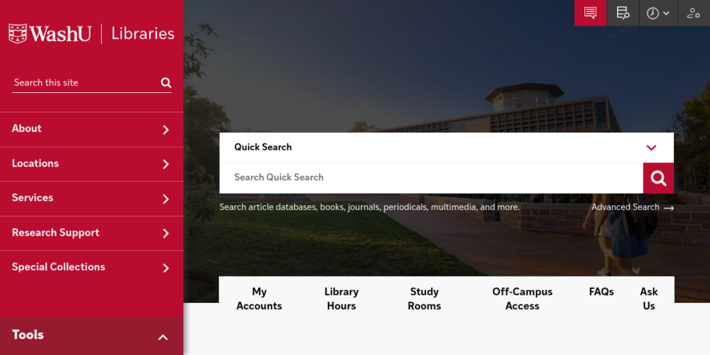 Library Website Design 17 Washington University in St Louis Library